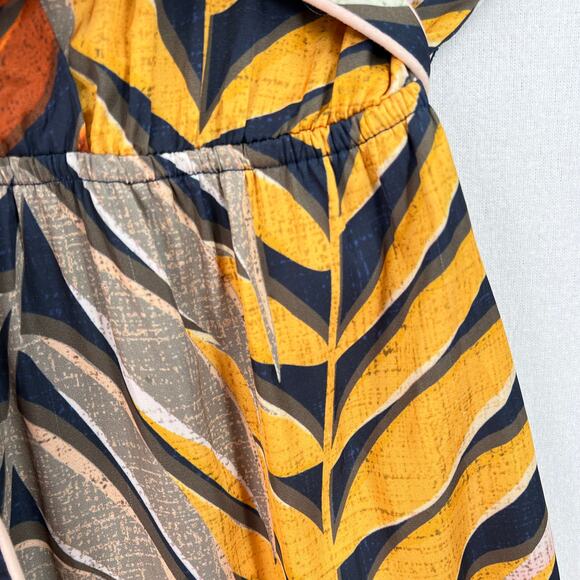 ANTHROPOLOGIE HUTCH Jess Jumpsuit Womens Small Leaf Print Short Sleeve V-neck - Picture 13 of 16